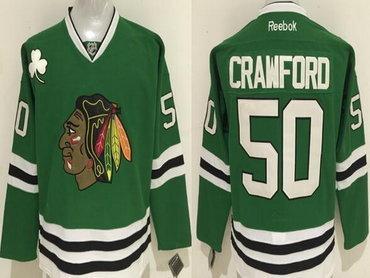 Men’s Chicago Blackhawks #50 Corey Crawford Green Hockey Jersey