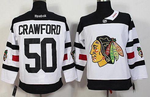 Men’s Chicago Blackhawks #50 Corey Crawford Reebok White 2016 Stadium Series Premier Jersey