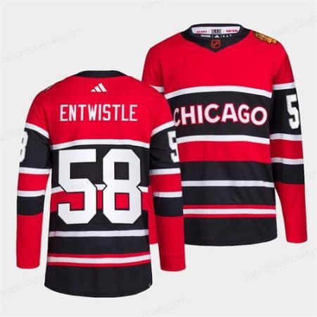 Men’s Chicago Blackhawks #58 Mackenzie Entwistle Red Black 2022 Reverse Retro Stitched Jersey