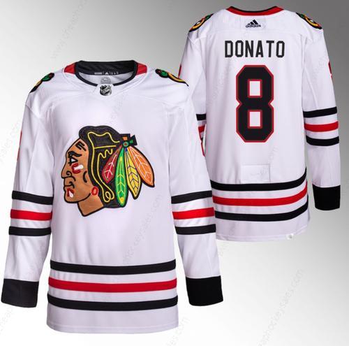 Men’s Chicago Blackhawks #8 Ryan Donato White Stitched Hockey Jersey