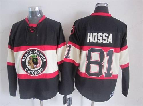 Men’s Chicago Blackhawks #81 Marian Hossa Black Third CCM Vintage Throwback Jersey