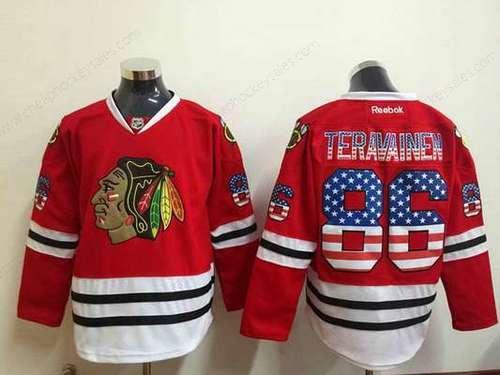 Men’s Chicago Blackhawks #86 Teuvo Teravainen Usa Flag Fashion Red Jersey