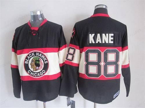 Men’s Chicago Blackhawks #88 Patrick Kane Black Third CCM Vintage Throwback Jersey