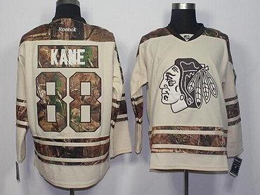 Men’s Chicago Blackhawks #88 Patrick Kane Cream With Camo Hockey Jersey