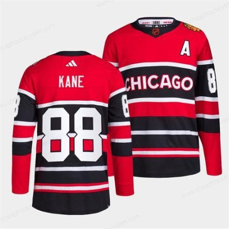 Men’s Chicago Blackhawks #88 Patrick Kane Red Black 2022 Reverse Retro Stitched Jersey