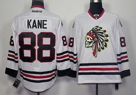 Men’s Chicago Blackhawks #88 Patrick Kane White The Indians Skulls Fashion Jersey