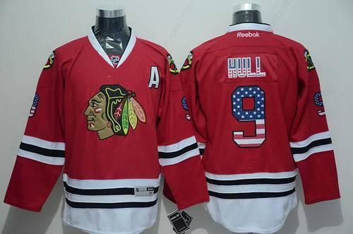 Men’s Chicago Blackhawks #9 Bobby Hull Usa Flag Fashion Red Jersey