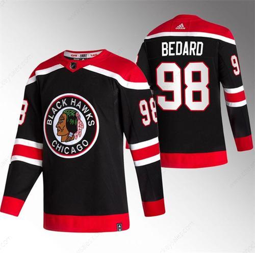 Men’s Chicago Blackhawks #98 Connor Bedard Black Stitched Hockey Jersey