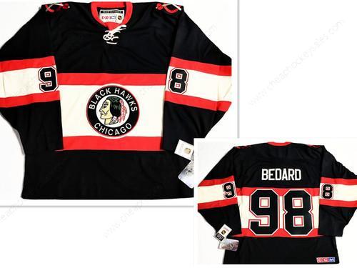 Men’s Chicago Blackhawks #98 Connor Bedard CCM Classic NHL Black Licensed Hockey Jersey