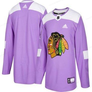 Men’s Chicago Blackhawks Purple Pink Custom Adidas Hockey Fights Cancer Practice Jersey