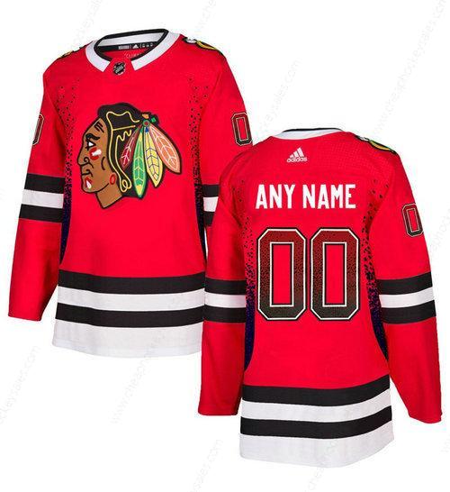 Men’s Chicago Blackhawks Red Customized Drift Fashion Adidas Jersey