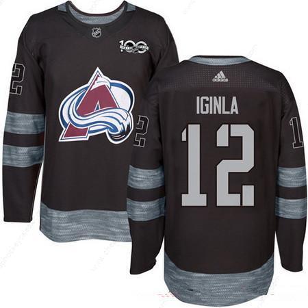 Men’s Colorado Avalanche #12 Jarome Iginla Black 100Th Anniversary Stitched NHL 2017 Adidas Hockey Jersey