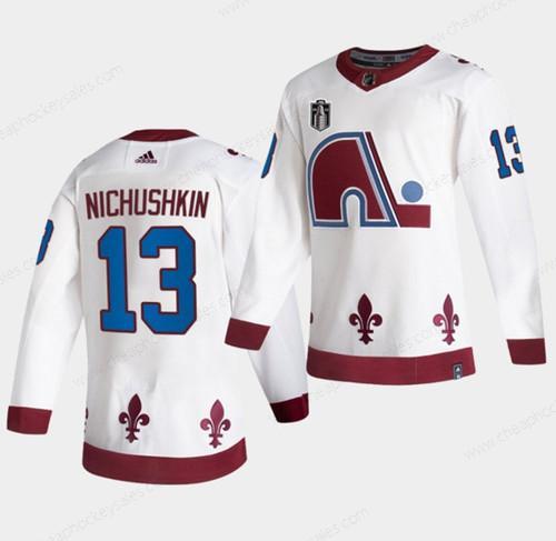 Men’s Colorado Avalanche #13 Valeri Nichushkin White 2022 Stanley Cup Final Patch Reverse Retro Stitched Jersey