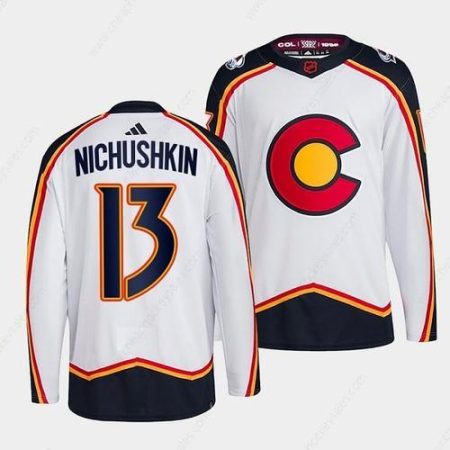 Men’s Colorado Avalanche #13 Valeri Nichushkin White 2022-23 Reverse Retro Stitched Jersey