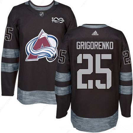 Men’s Colorado Avalanche #25 Mikhail Grigorenko Black 100Th Anniversary Stitched NHL 2017 Adidas Hockey Jersey