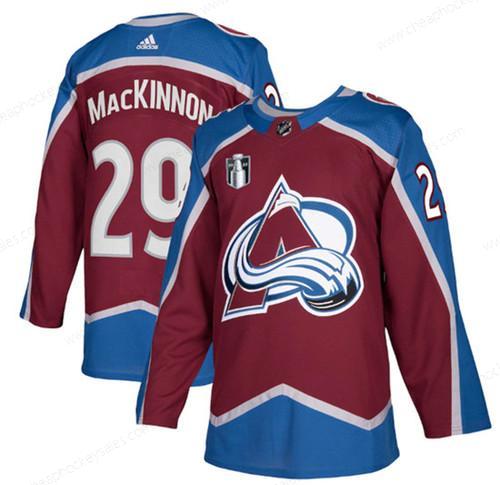 Men’s Colorado Avalanche #29 Nathan Mackinnon 2022 Burgundy Stanley Cup Final Patch Stitched Jersey