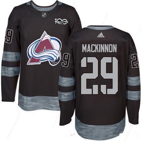 Men’s Colorado Avalanche #29 Nathan Mackinnon Black 100Th Anniversary Stitched NHL 2017 Adidas Hockey Jersey