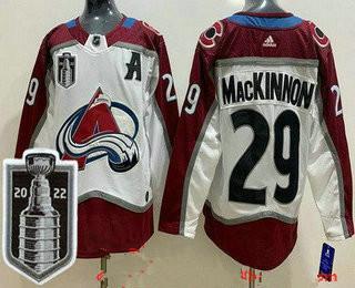 Men’s Colorado Avalanche #29 Nathan Mackinnon White 2022 Stanley Cup Stitched Jersey