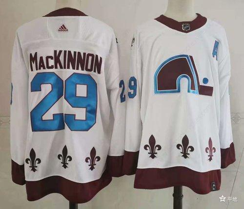 Men’s Colorado Avalanche #29 Nathan Mackinnon White Adidas 2020-21 Stitched NHL Jersey