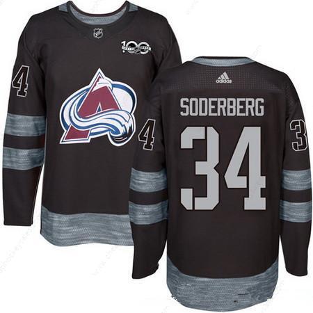 Men’s Colorado Avalanche #34 Carl Soderberg Black 100Th Anniversary Stitched NHL 2017 Adidas Hockey Jersey