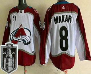 Men’s Colorado Avalanche #8 Cale Makar White 2022 Stanley Cup Stitched Jersey