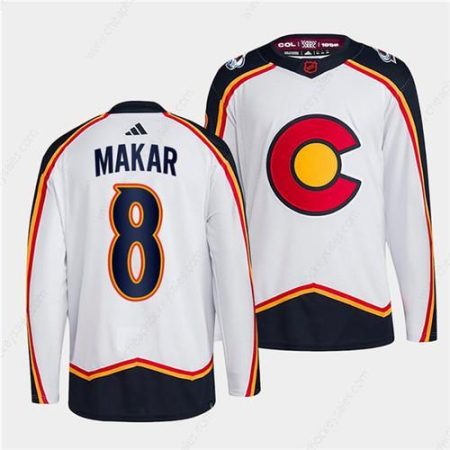 Men’s Colorado Avalanche #8 Cale Makar White 2022-23 Reverse Retro Stitched Jersey