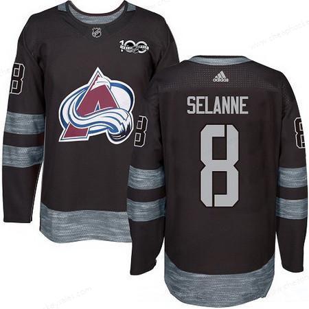 Men’s Colorado Avalanche #8 Teemu Selanne Black 100Th Anniversary Stitched NHL 2017 Adidas Hockey Jersey