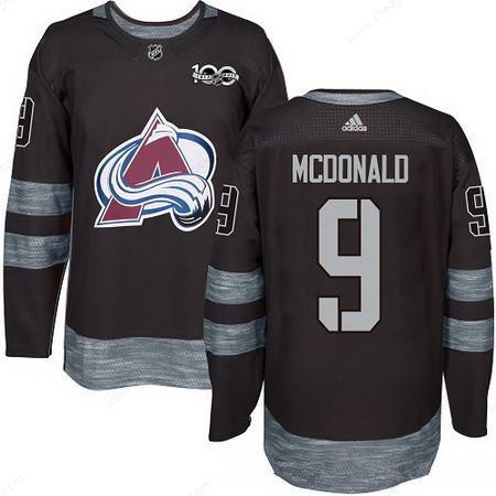 Men’s Colorado Avalanche #9 Lanny Mcdonald Black 100Th Anniversary Stitched NHL 2017 Adidas Hockey Jersey