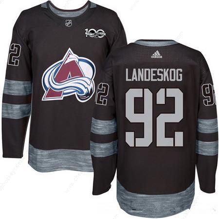 Men’s Colorado Avalanche #92 Gabriel Landeskog Black 100Th Anniversary Stitched NHL 2017 Adidas Hockey Jersey