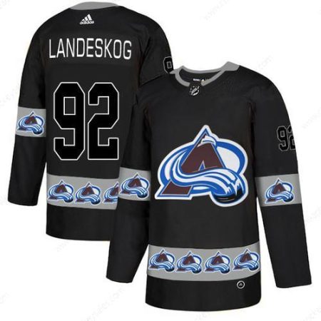 Men’s Colorado Avalanche #92 Gabriel Landeskog Black Team Logos Fashion Adidas Jersey