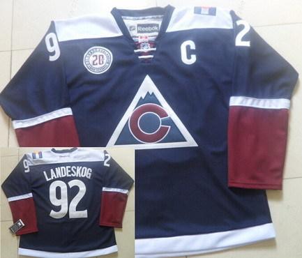 Men’s Colorado Avalanche #92 Gabriel Landeskog Reebok Navy Blue 20Th Alternate Premier Jersey