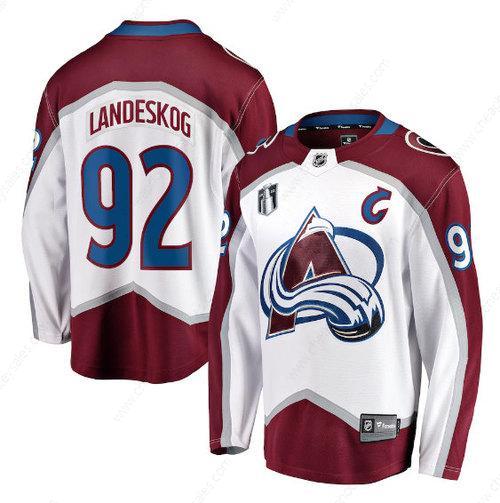 Men’s Colorado Avalanche #92 Gabriel Landeskog White 2022 Stanley Cup Final Patch Stitched Jersey