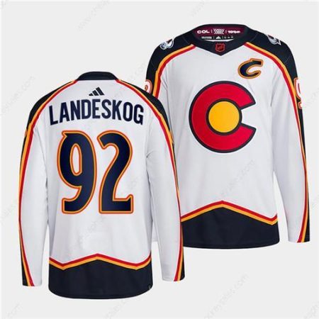 Men’s Colorado Avalanche #92 Gabriel Landeskog White 2022-23 Reverse Retro Stitched Jersey