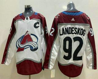 Men’s Colorado Avalanche #92 Gabriel Landeskog White Adidas Stitched NHL Jersey