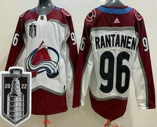 Men’s Colorado Avalanche #96 Mikko Rantanen White 2022 Stanley Cup Stitched Jersey