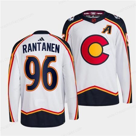 Men’s Colorado Avalanche #96 Mikko Rantanen White 2022-23 Reverse Retro Stitched Jersey