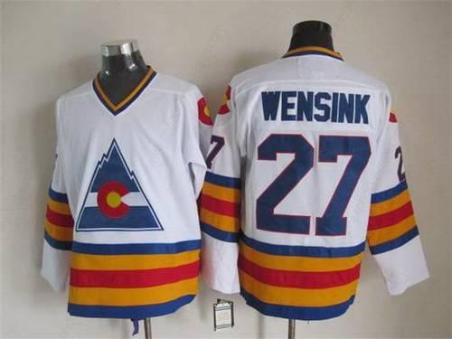 Men’s Colorado Rockies #27 John Wensink 1976-77 White CCM Vintage Throwback Jersey