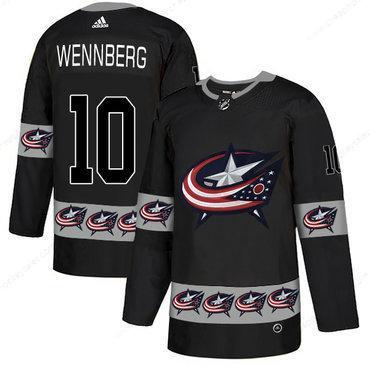 Men’s Columbus Blue Jackets #10 Alexander Wennberg Black Team Logos Fashion Adidas Jersey