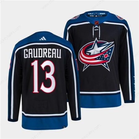 Men’s Columbus Blue Jackets #13 Johnny Gaudreau Navy 2022 Reverse Retro Stitched Jersey