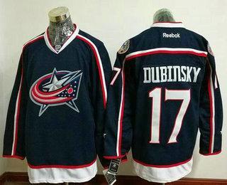 Men’s Columbus Blue Jackets #17 Brandon Dubinsky Navy Blue Home Stitched NHL Reebok Hockey Jersey