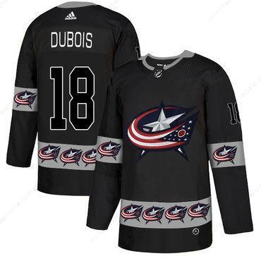 Men’s Columbus Blue Jackets #18 Pierre-Luc Dubois Black Team Logos Fashion Adidas Jersey