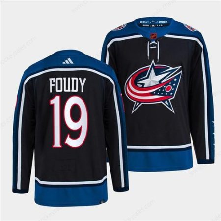 Men’s Columbus Blue Jackets #19 Liam Foudy Navy 2022 Reverse Retro Stitched Jersey