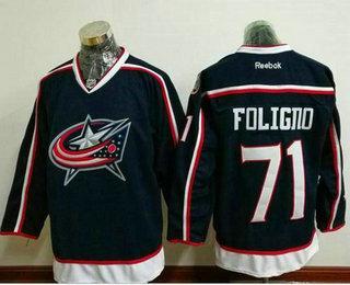 Men’s Columbus Blue Jackets #71 Nick Foligno Navy Blue Home Stitched NHL Reebok Hockey Jersey