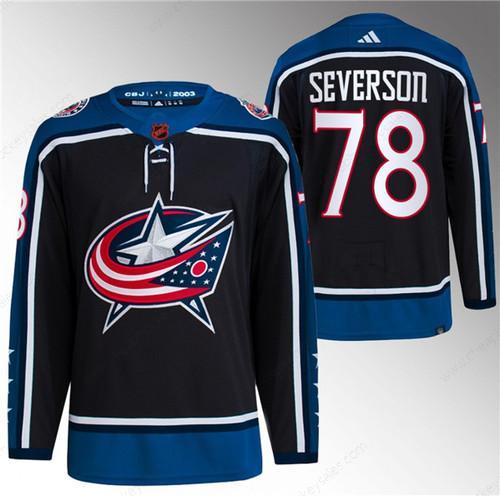 Men’s Columbus Blue Jackets #78 Damon Severson Black 2022-23 Reverse Retro Stitched Jersey