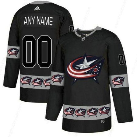 Men’s Columbus Blue Jackets Custom Black Team Logos Fashion Adidas Jersey