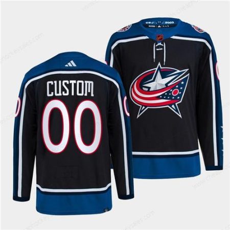 Men’s Columbus Blue Jackets Custom Navy 2022 Reverse Retro Stitched Jersey