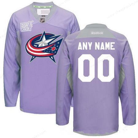 Men’s Columbus Blue Jackets Purple Pink Custom Reebok Hockey Fights Cancer Practice Jersey