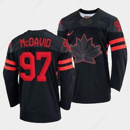 Men’s Connor Mcdavid Canada Hockey Black 2022 Beijing Winter Olympic #97 Alternate Rrplica Jersey