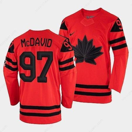 Men’s Connor Mcdavid Canada Hockey Red 2022 Beijing Winter Olympic #97 Away Rrplica Jersey