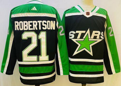 Men’s Dallas Stars #21 Jason Robertson Black 2022 Reverse Retro Authentic Jersey